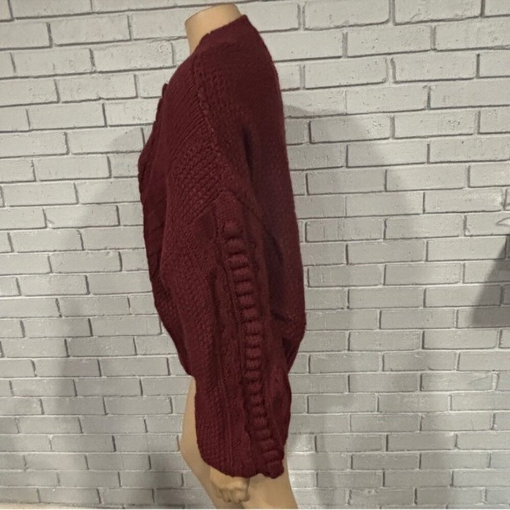 Anthropologie Women's‎ Chunky Knit Burgundy Sweater - Size XL - Picture 4 of 6